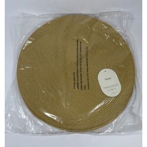 Threshold Modern Round  Placemat  15" Faux Natural Fibers Brown Carmel Set Of 8‎